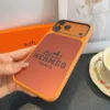 Hermes Cosmic Orange Glitter-Embossed Phone Case with Metal Camera Ring and Soft Edges - Ref. PCHERMES0018
