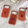 Hermes Cosmic Orange Glitter-Embossed Phone Case with Metal Camera Ring and Soft Edges - Ref. PCHERMES0019
