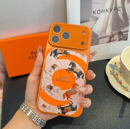 Hermes Cosmic Orange Phone Case with Camera-Frame Styling - Prosperity Design - Ref. PCHERMES0020