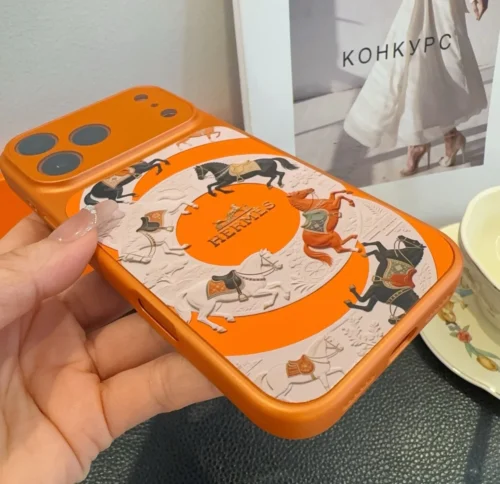 Hermes Cosmic Orange Phone Case with Camera-Frame Styling - Prosperity Design - Ref. PCHERMES0020