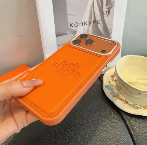Hermes Cosmic Orange Full-Cover Phone Case for iPhone - Ref. PCHERMES0030