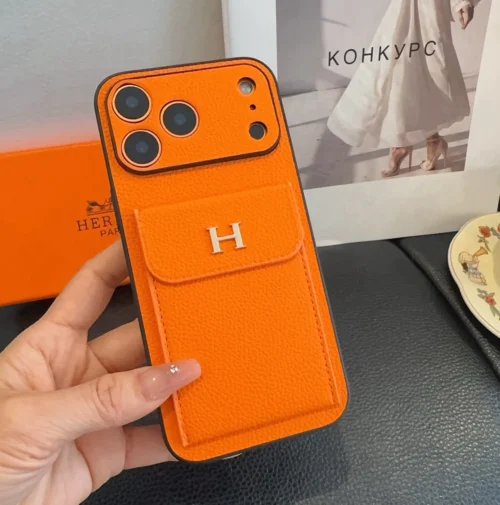 Hermes Cosmic Orange Cardholder Phone Case with Precision Cutouts - Ref. PCHERMES0050