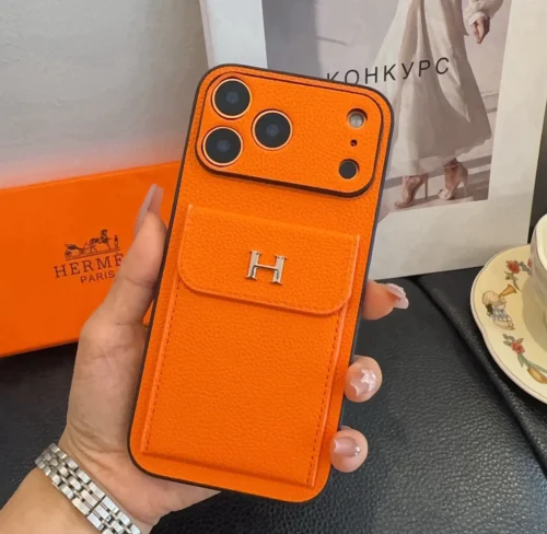 Hermes Cosmic Orange Cardholder Phone Case with Precision Cutouts - Ref. PCHERMES0050