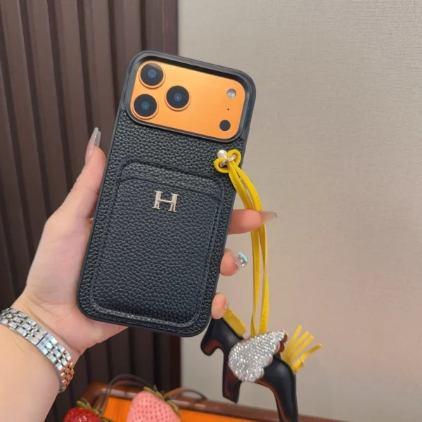 PCHERMES0053-01 Hermes H-Motif Cardholder Phone Case Set with Horse Charm - Ref. PCHERMES0053