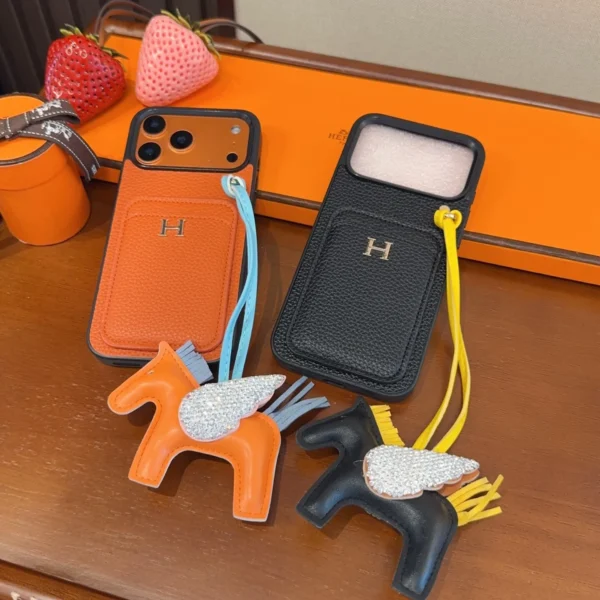 PCHERMES0054-01 Hermes H-Motif Cardholder Phone Case Set with Horse Charm - Ref. PCHERMES0054