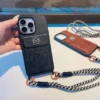 Loewe Crossbody Cardholder Phone Case with Detachable Cord and Gold-Tone Logo Hardware - Ref. PCLOEWE0045