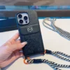Loewe Crossbody Cardholder Phone Case with Detachable Cord and Gold-Tone Logo Hardware - Ref. PCLOEWE0045