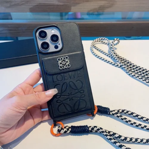 Loewe Crossbody Cardholder Phone Case with Detachable Cord and Gold-Tone Logo Hardware - Ref. PCLOEWE0045