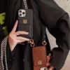 Loewe Crossbody Cardholder Phone Case with Detachable Cord and Gold-Tone Logo Hardware - Ref. PCLOEWE0046