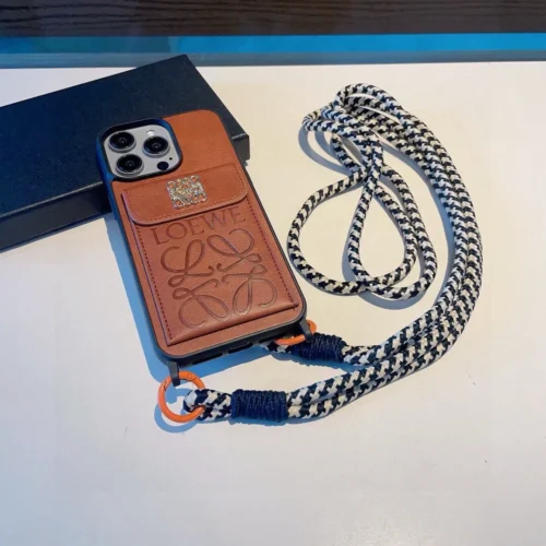 Loewe Crossbody Cardholder Phone Case with Detachable Cord and Gold-Tone Logo Hardware - Ref. PCLOEWE0046
