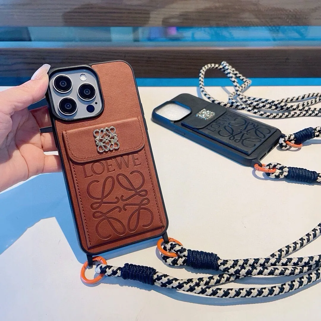 PCLOEWE0048-01 Loewe Crossbody Cardholder Phone Case with Detachable Cord and Gold-Tone Logo Hardware - Ref. PCLOEWE0048