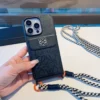 Loewe Crossbody Cardholder Phone Case with Detachable Cord and Gold-Tone Logo Hardware - Ref. PCLOEWE0054