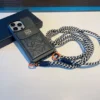 Loewe Crossbody Cardholder Phone Case with Detachable Cord and Gold-Tone Logo Hardware - Ref. PCLOEWE0056