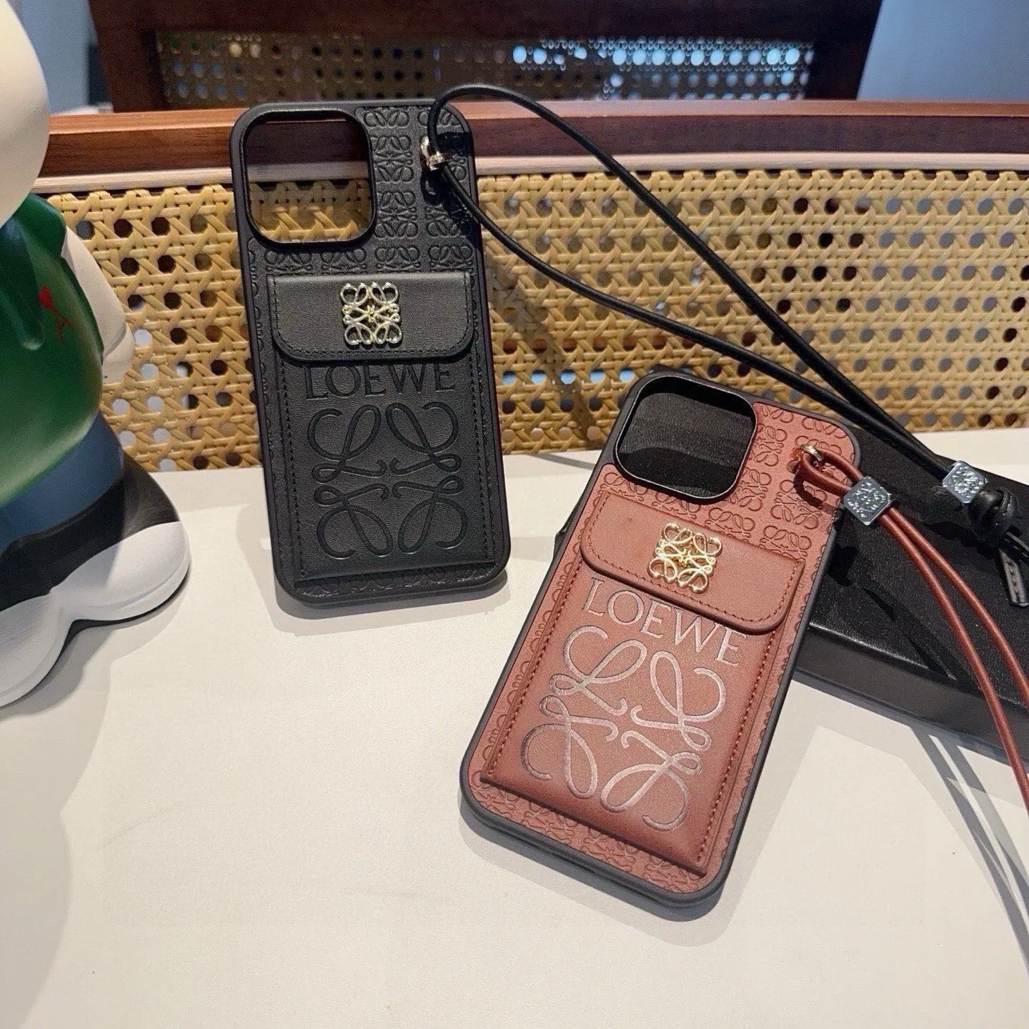 PCLOEWE0058-01 Loewe Flip Phone Case with Card Slot and Short Wrist Cord