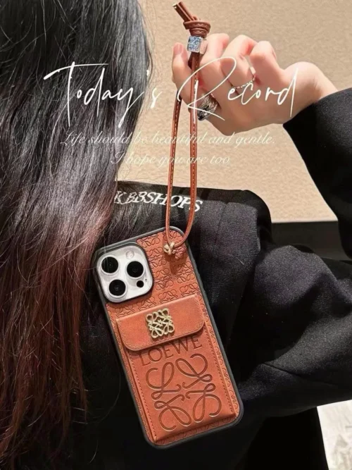 Loewe Flip Phone Case with Card Slot and Short Wrist Cord