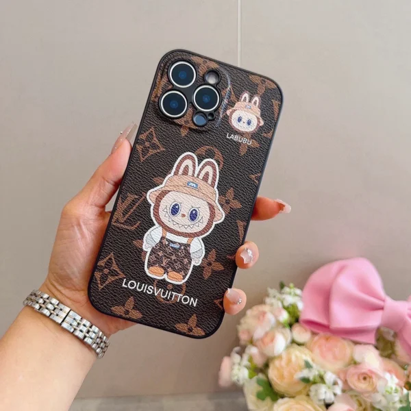 Louis Vuitton Labubu-Motif Leather-Look Phone Case with Full-Wrap Edges