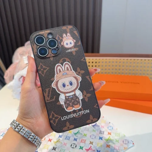 Louis Vuitton Labubu-Motif Leather-Look Phone Case with Full-Wrap Edges