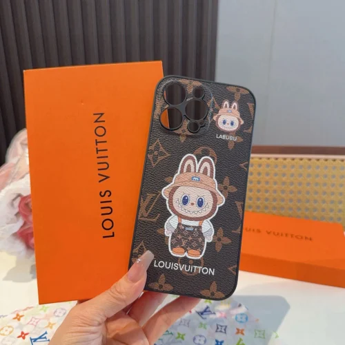 Louis Vuitton Labubu-Motif Leather-Look Phone Case with Full-Wrap Edges