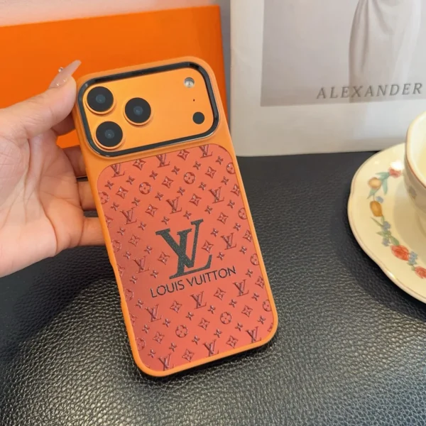 PCLV0080-01 Louis Vuitton Cosmic Orange Glitter-Embossed Phone Case with Metal Camera Ring and Soft Edges - Ref. PCLV0080