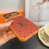 Louis Vuitton Cosmic Orange Glitter-Embossed Phone Case with Metal Camera Ring and Soft Edges - Ref. PCLV0080
