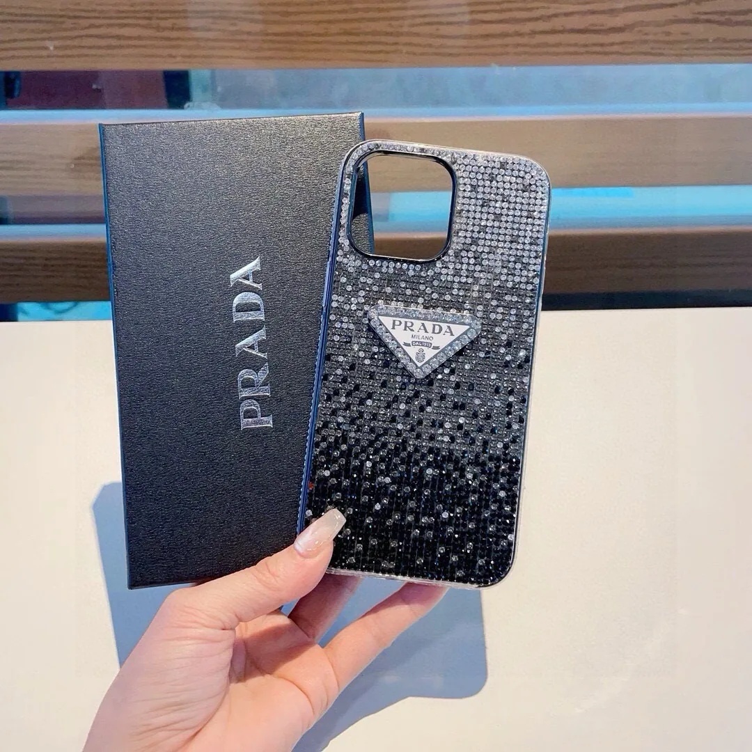 PCPRADA0016-01 Prada Rhinestone Full-Cover Phone Case with Precision Cutouts - Ref. PCPRADA0016
