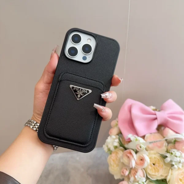 PCPRADA0026-01 Prada Two-Piece Leather-Look Full-Cover Phone Case with Card Slot - Ref. PCPRADA0026