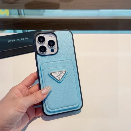 Prada Pebbled Leather-Feel Phone Case with Card Slot and Precision Cutouts - Ref. PCPRADA0032