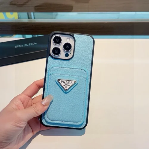 Prada Pebbled Leather-Feel Phone Case with Card Slot and Precision Cutouts - Ref. PCPRADA0032