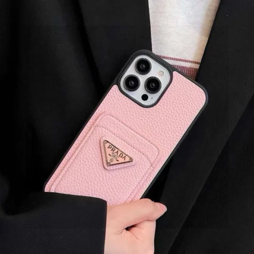 Prada Pebbled Leather-Feel Phone Case with Card Slot and Precision Cutouts - Ref. PCPRADA0033