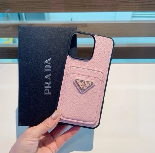 Prada Pebbled Leather-Feel Phone Case with Card Slot and Precision Cutouts - Ref. PCPRADA0033