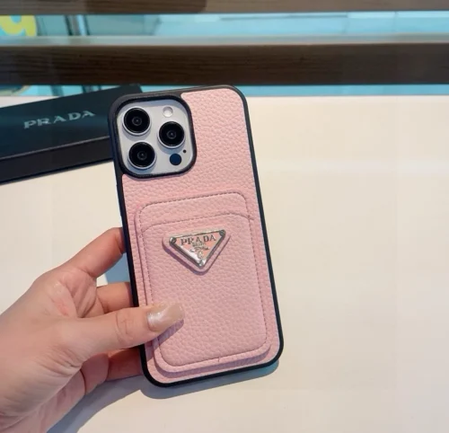 Prada Pebbled Leather-Feel Phone Case with Card Slot and Precision Cutouts - Ref. PCPRADA0033