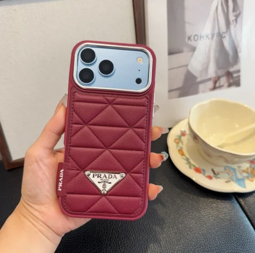 Prada Soft Leather-Feel Phone Case with Card Slot and Precision Cutouts - Ref. PCPRADA0036