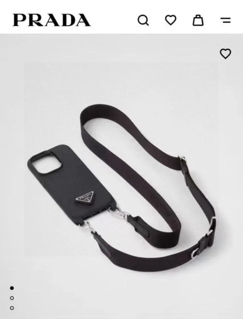 Prada Crosshatch Leather-Finish Crossbody Phone Case with Metal Logo and Soft Edges - Ref. PCPRADA0044