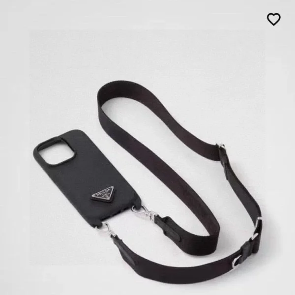 PCPRADA0044-01 Prada Crosshatch Leather-Finish Crossbody Phone Case with Metal Logo and Soft Edges - Ref. PCPRADA0044