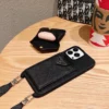 Prada Crosshatch Leather-Finish Crossbody Cardholder Phone Case Set with Metal Logo - Ref. PCPRADA0048