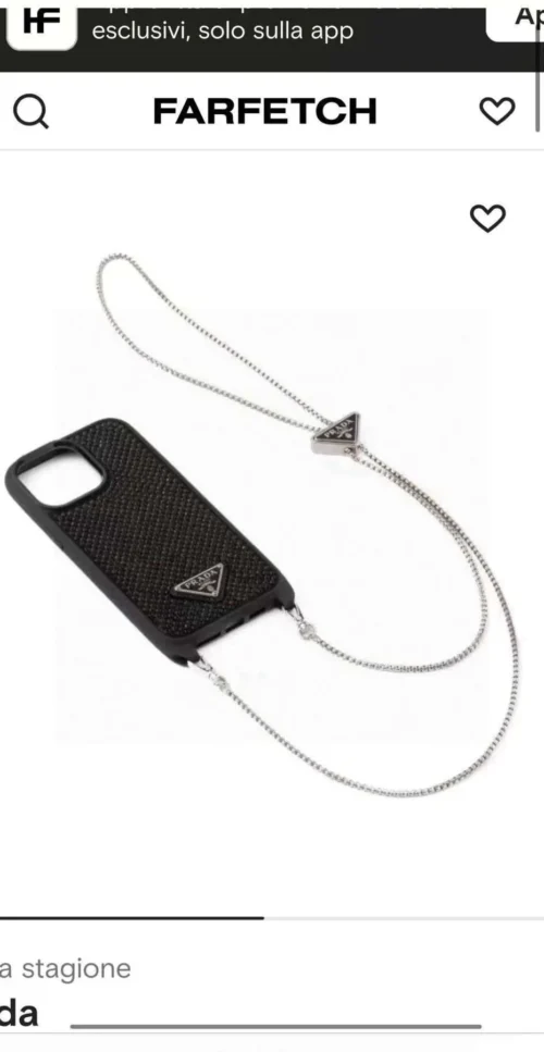 Prada Hand-Applied Rhinestone Phone Case with Triangle-Logo Crossbody Chain - Ref. PCPRADA0061
