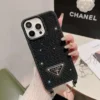 Prada Hand-Applied Rhinestone Phone Case with Triangle-Logo Crossbody Chain - Ref. PCPRADA0061