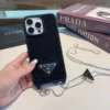 Prada Hand-Applied Rhinestone Phone Case with Triangle-Logo Crossbody Chain - Ref. PCPRADA0061