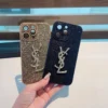 Saint Laurent Rhinestone Phone Case with Lacquered Finish and Precision Cutouts - Ref. PCYSL0002