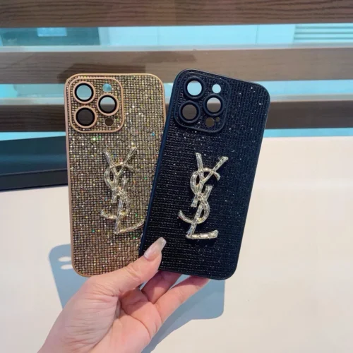 Saint Laurent Rhinestone Phone Case with Lacquered Finish and Precision Cutouts - Ref. PCYSL0002