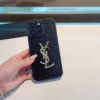 Saint Laurent Rhinestone Phone Case with Lacquered Finish and Precision Cutouts - Ref. PCYSL0002