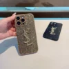 Saint Laurent Rhinestone Phone Case with Lacquered Finish and Precision Cutouts - Ref. PCYSL0003